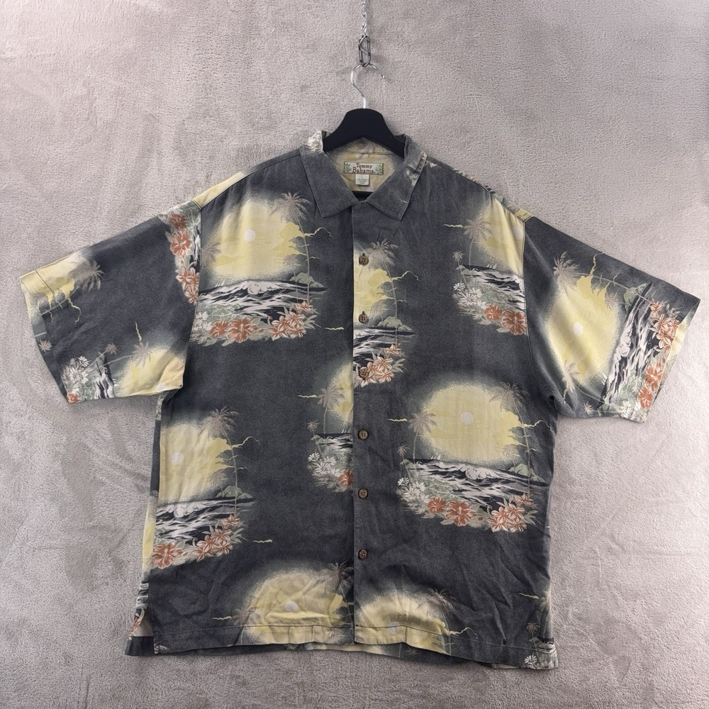 Tommy Bahama Camp Shirt Mens Size Large Multicolor Hawaiian Floral‎ Silk Beach